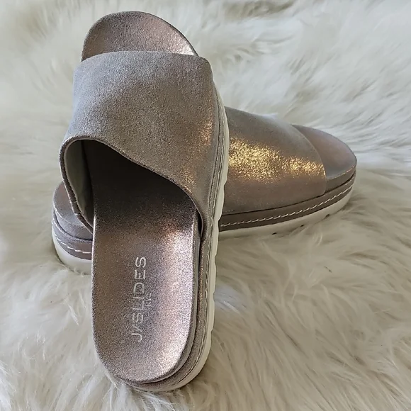 J Slide Bronze Metallic Platform Slide Mules - Picture 4 of 7